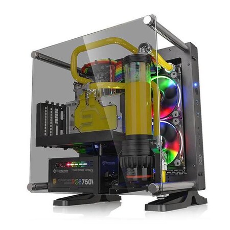 Thermaltake Core P1 TG Mini ITX No Power Supply Mini-ITX Case (Black) CA-1H9-00T1WN-00